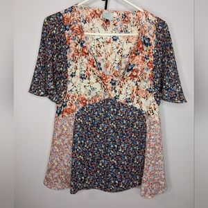 HD in Paris Anthropologie mixed floral print top